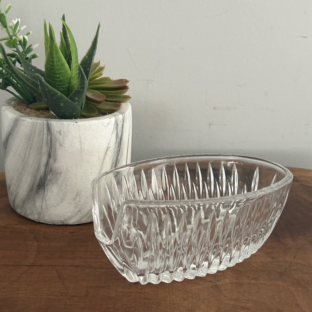 Princess House  crystal spoon utensil holder ribbed